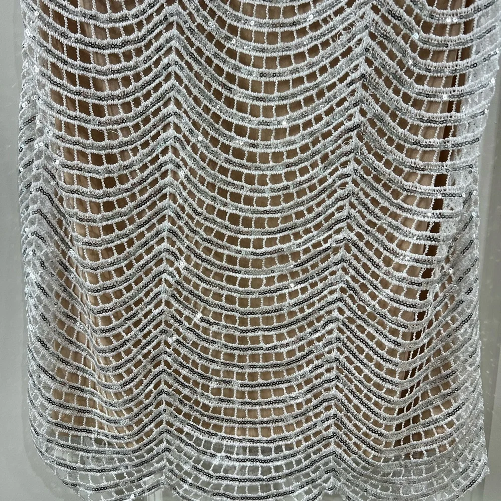 Lulus Lele White and Silver Sequin Mini Dress - Picture 4 of 7